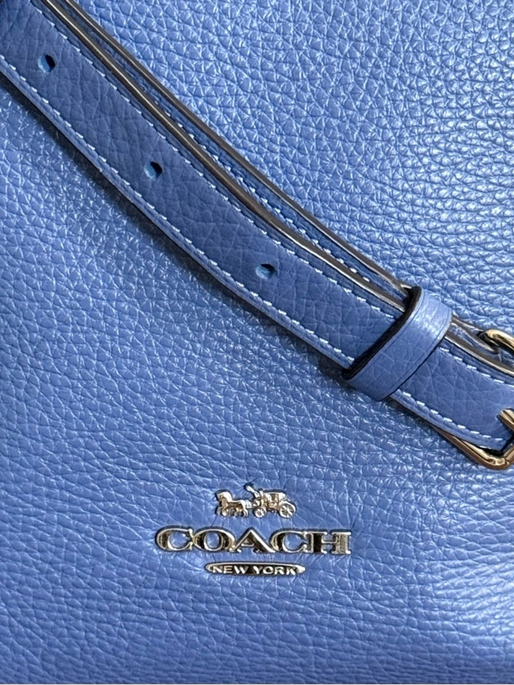 Authentic Coach Abby Blue Pebbled Leather Duffle Bag Handbag Crossbody! COA! - Picture 6 of 13